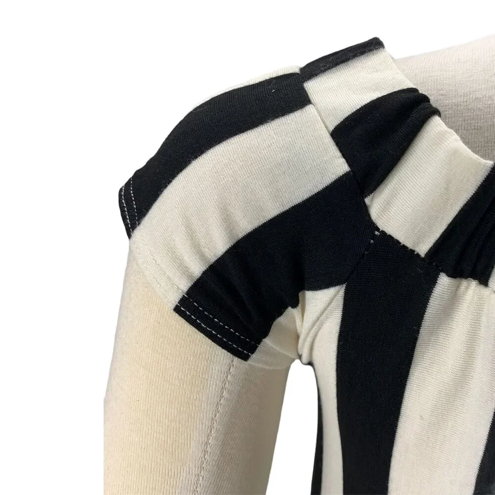 J Mode NWT Small Black White Striped Dress Maxi d682 Stretch Rayon